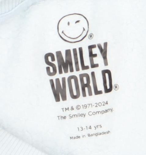 Marks and Spencer Girls Blue Smiley World Sweatshirt 13-14 Years