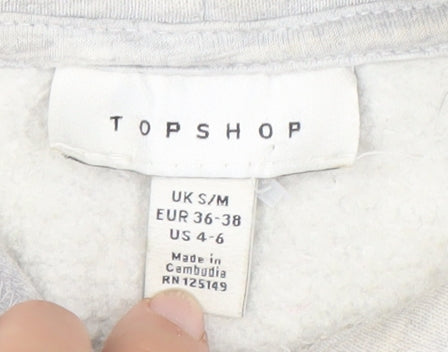 Topshop Grey Unisex Hoodie S Pullover Fleece