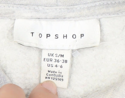 Topshop Grey Unisex Hoodie S Pullover Fleece
