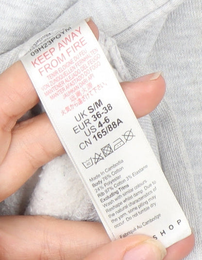 Topshop Grey Unisex Hoodie S Pullover Fleece