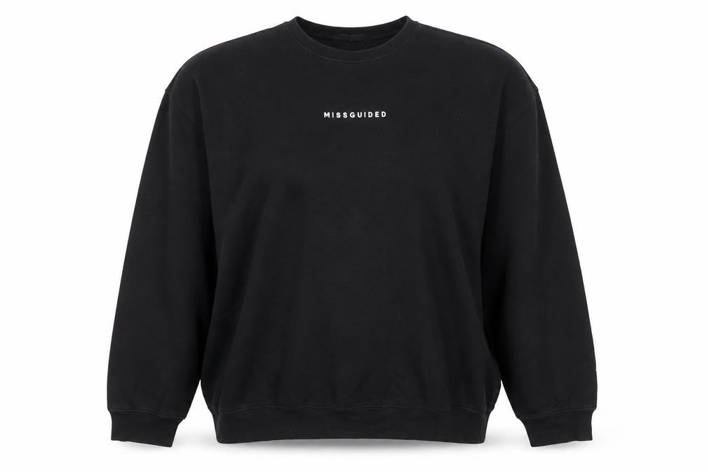 Front view of Missguided Women's Black Pullover Sweatshirt, size 6