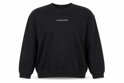 Front view of Missguided Women's Black Pullover Sweatshirt, size 6