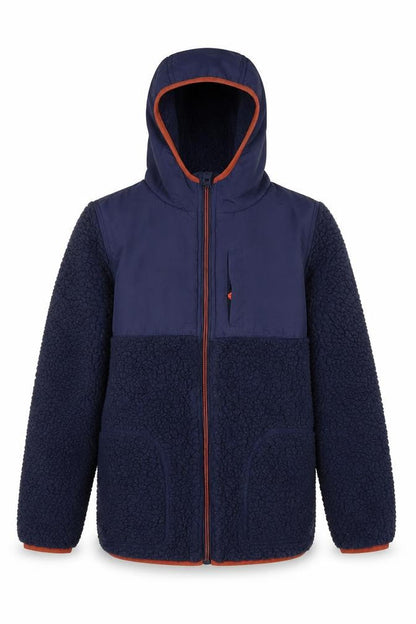 Front view of Joules boys’ blue hooded jacket 11-12 years winter
