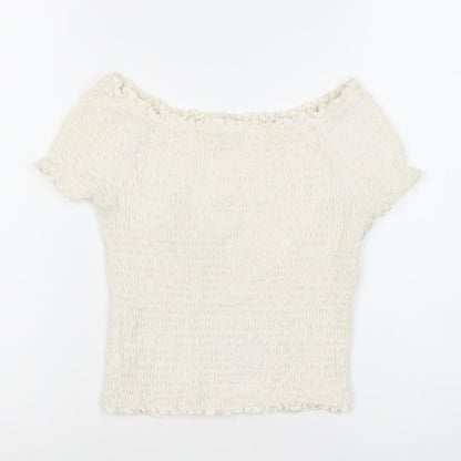 Womens UK Size 12 Marks and Spencer Ivory Cropped Blouse