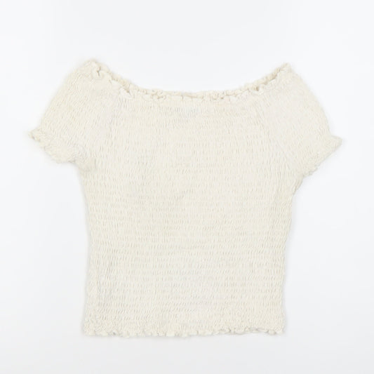 Womens UK Size 12 Marks and Spencer Ivory Cropped Blouse