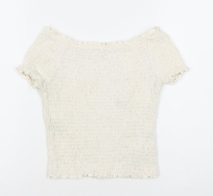 Womens UK Size 12 Marks and Spencer Ivory Cropped Blouse