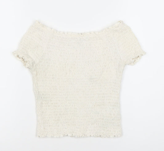 Womens UK Size 12 Marks and Spencer Ivory Cropped Blouse