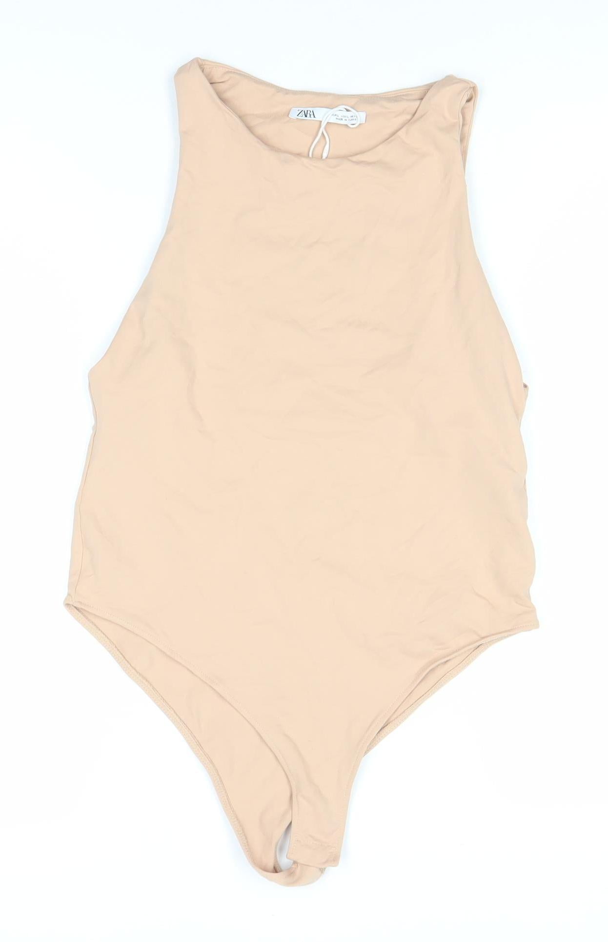 ZARA Women's Beige One Shoulder Bodysuit 3XS