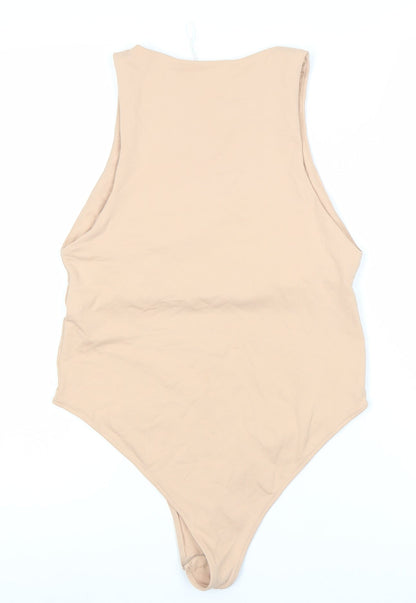 ZARA Women's Beige One Shoulder Bodysuit 3XS