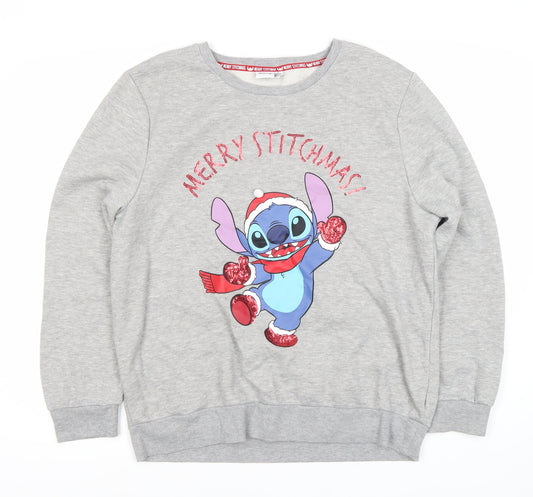 Womens UK Size 14 Disney Grey Pullover Sweatshirt