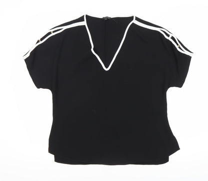 Womens UK Size 10 River Island Black Basic T-Shirt