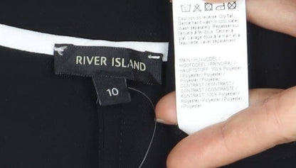 Womens UK Size 10 River Island Black Basic T-Shirt