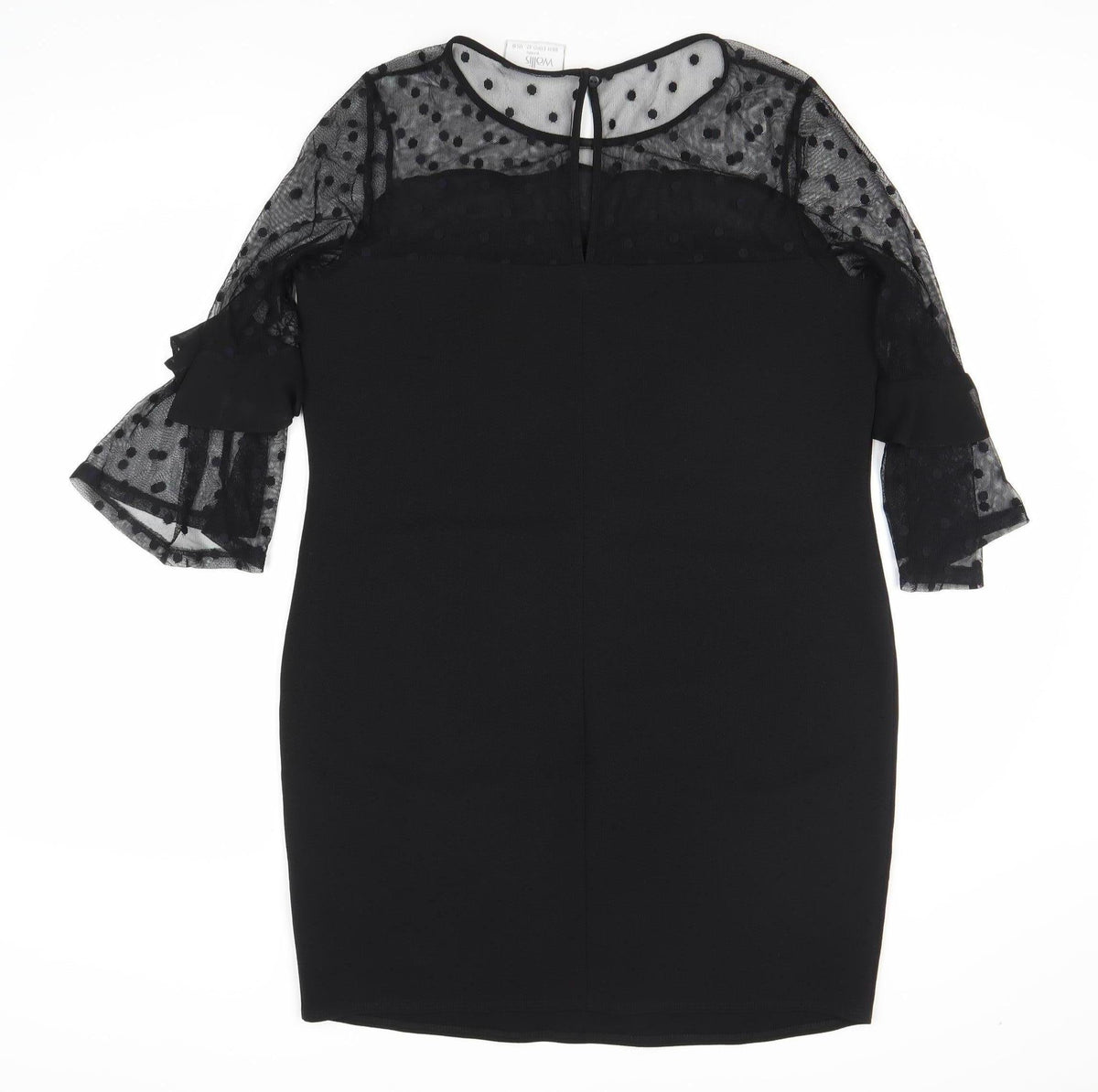Wallis Women's Black Polka Dot Shift Dress Size 14