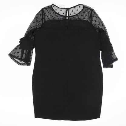 Wallis Women's Black Polka Dot Shift Dress Size 14