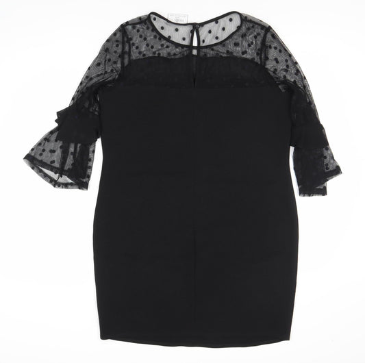 Wallis Women's Black Polka Dot Shift Dress Size 14