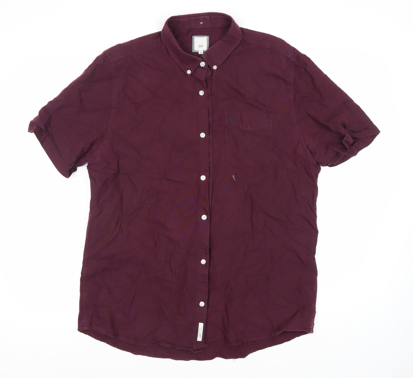 River Island Men's Purple Short Sleeve Shirt L