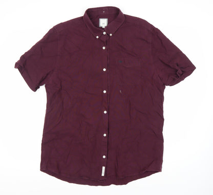 River Island Men's Purple Short Sleeve Shirt L