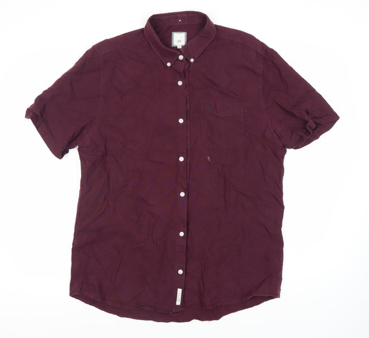 River Island Men's Purple Short Sleeve Shirt L