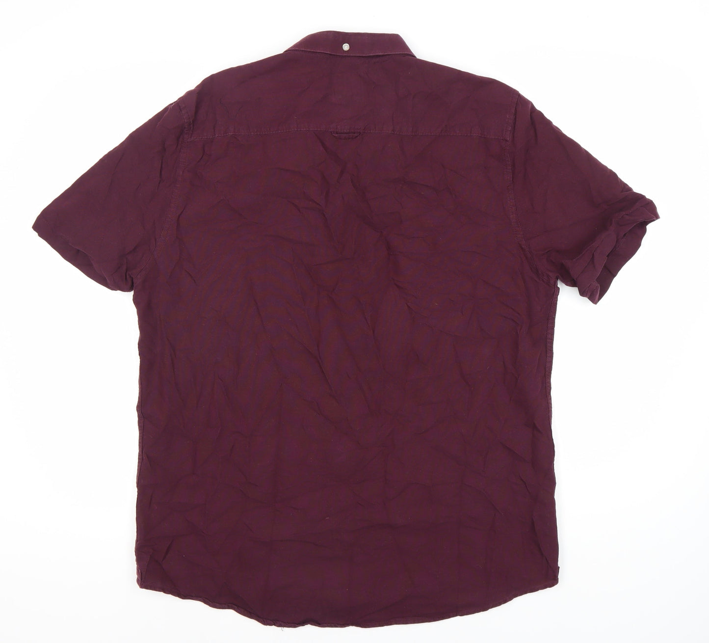 River Island Men's Purple Short Sleeve Shirt L