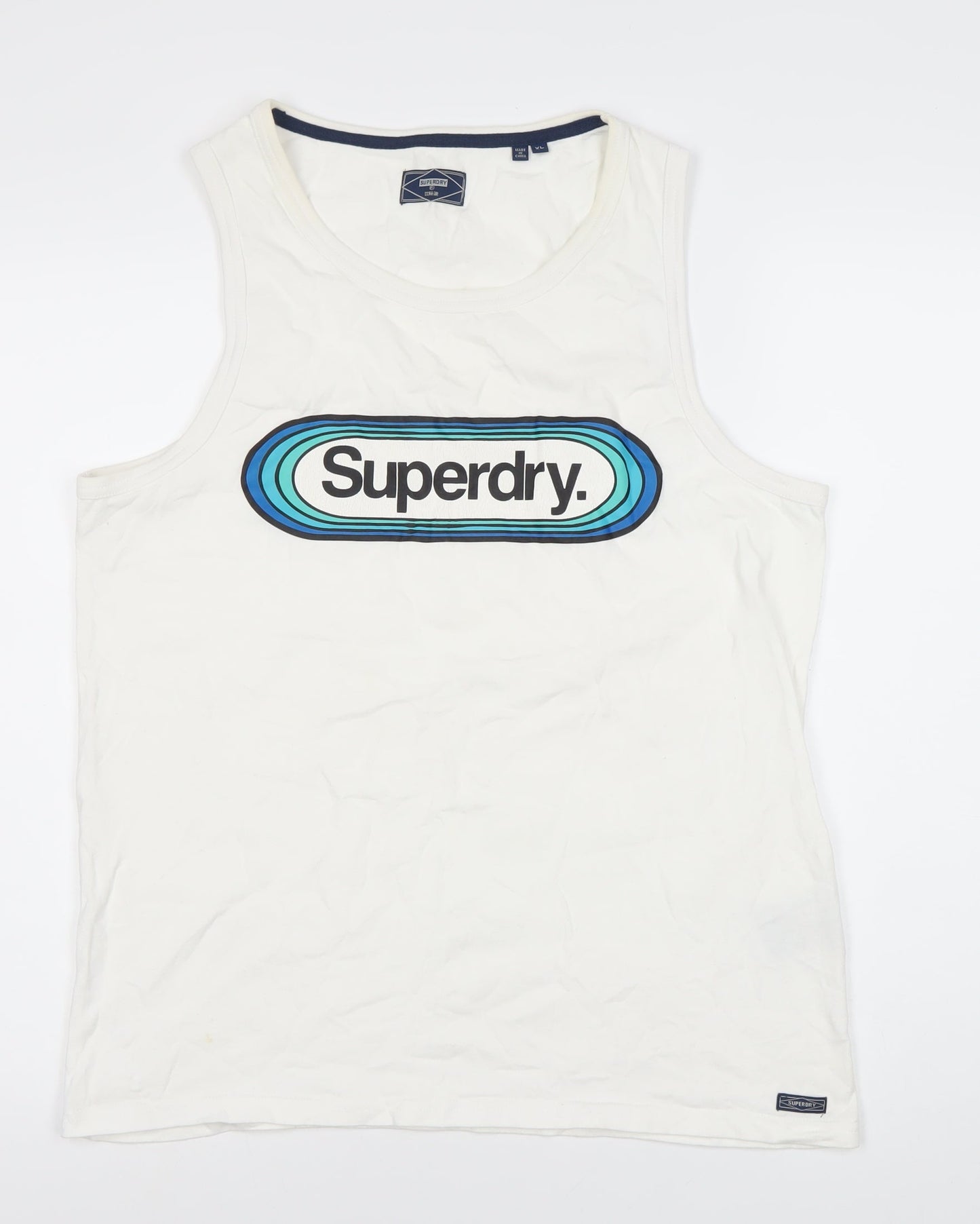 Superdry Men's White Sleeveless T-Shirt XL Cotton