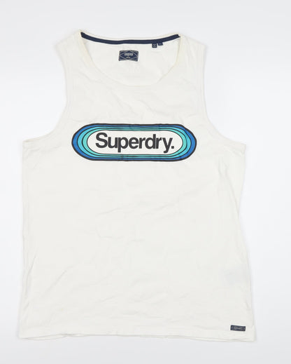 Superdry Men's White Sleeveless T-Shirt XL Cotton