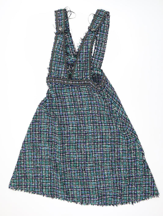 Zara Women Multicoloured Sleeveless Check Dress