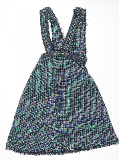 Zara Women Multicoloured Sleeveless Check Dress