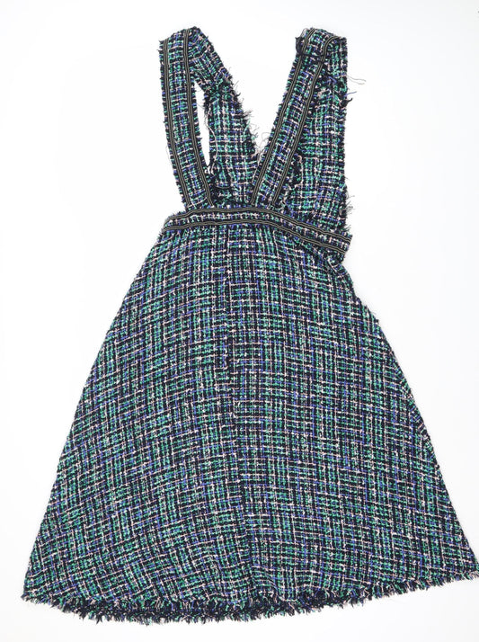 Zara Women Multicoloured Sleeveless Check Dress