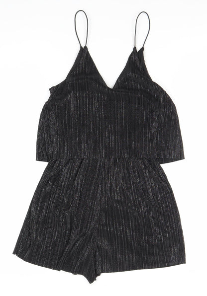 New Look Women's Black Size 8 Sleeveless Playsuit