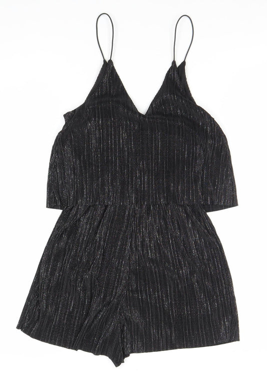 New Look Women's Black Size 8 Sleeveless Playsuit