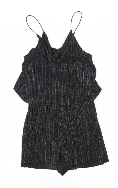New Look Women's Black Size 8 Sleeveless Playsuit