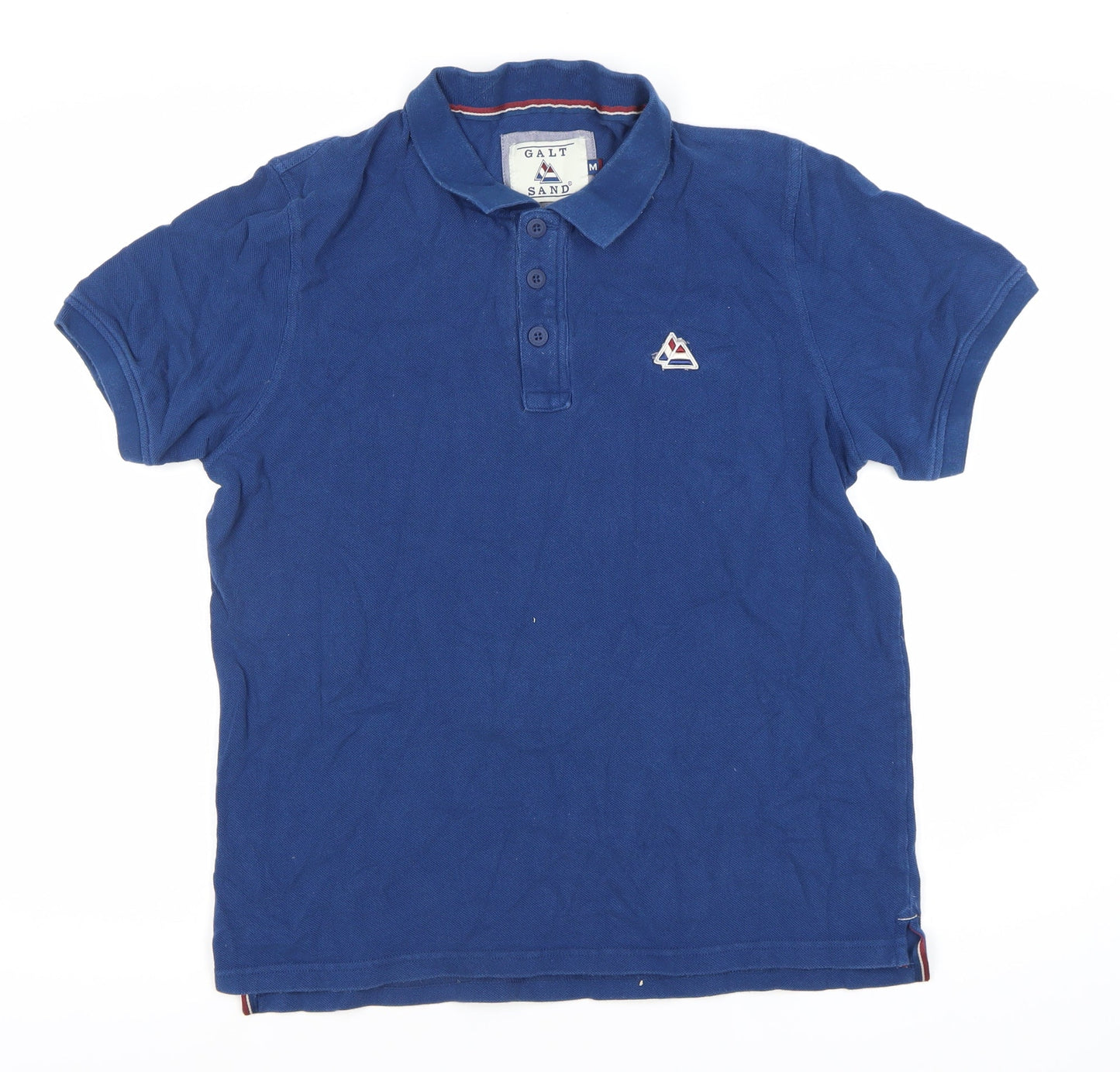 Galt Sand Men's Blue Polo Shirt M Solid Cotton