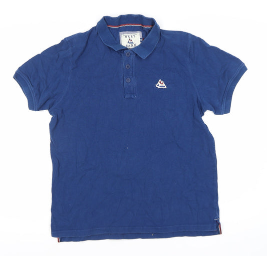 Galt Sand Men's Blue Polo Shirt M Solid Cotton