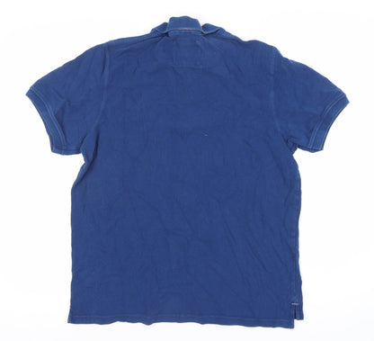 Galt Sand Men's Blue Polo Shirt M Solid Cotton