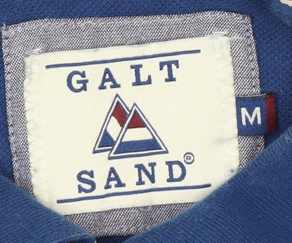 Galt Sand Men's Blue Polo Shirt M Solid Cotton