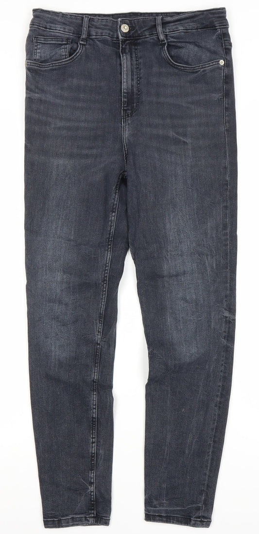 Zara Women's Blue Skinny Jeans Size 14