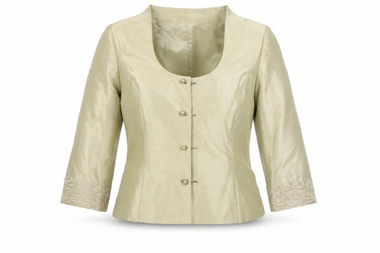 Presen de Luxe Beige Silk Women's Blazer Size 14