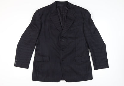 Pierre Cardin Men's Dark Blue Striped Classic Blazer, 44 R, Formal