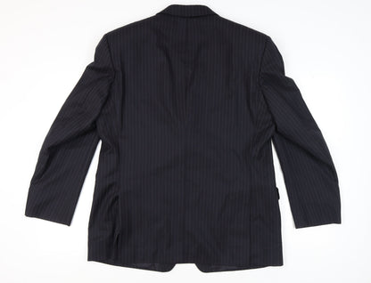 Pierre Cardin Men's Dark Blue Striped Classic Blazer, 44 R, Formal