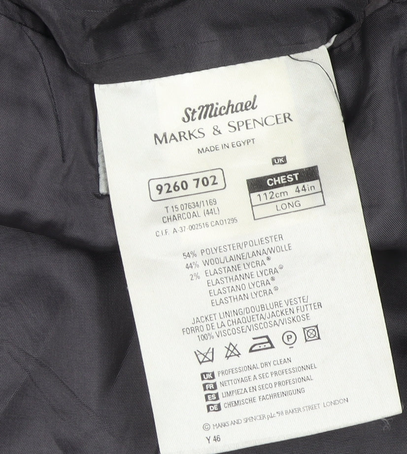 Marks and Spencer Men's Charcoal Suit Jacket, 44L, Formal
