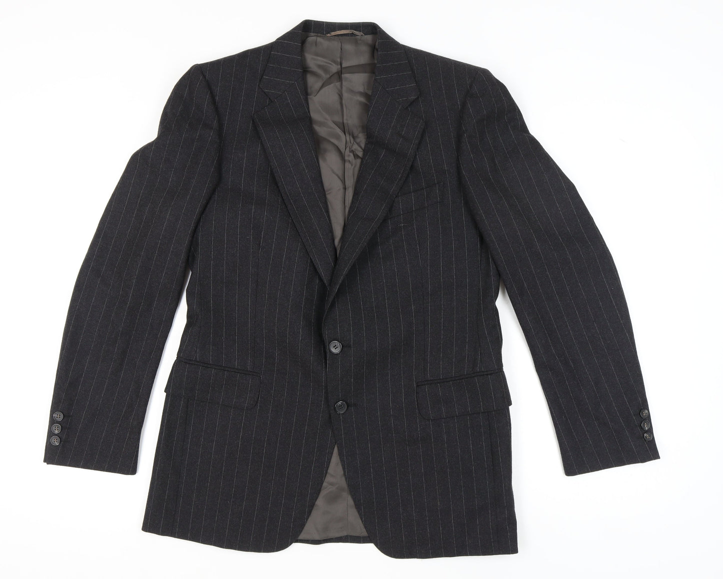 Sidi by git Men's Black Pinstripe Wool Blazer, Size UK 40R