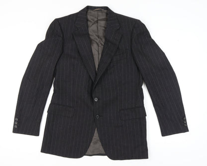Sidi by git Men's Black Pinstripe Wool Blazer, Size UK 40R
