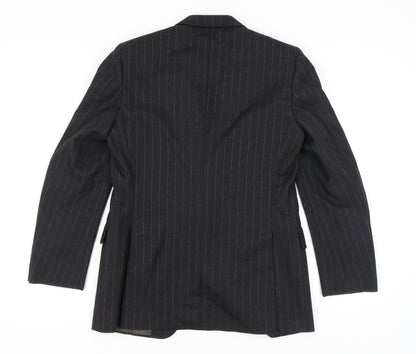 Sidi by git Men's Black Pinstripe Wool Blazer, Size UK 40R