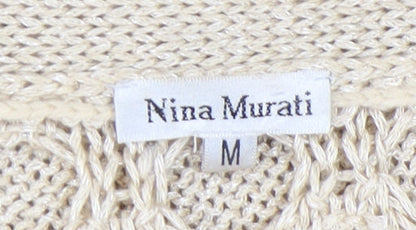 Womens UK Size M Nina Murati Beige Wrap Jumper