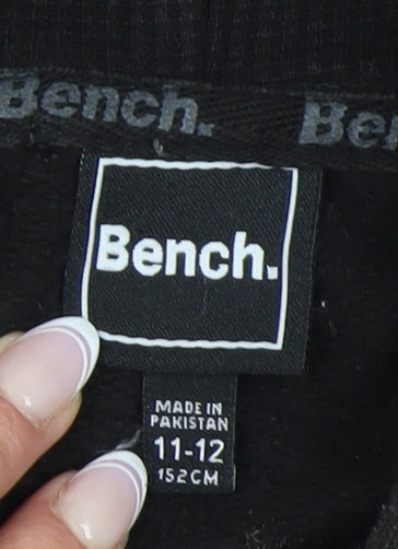 Bench Boys Black Hoodie, 11-12 Years, Pullover Style
