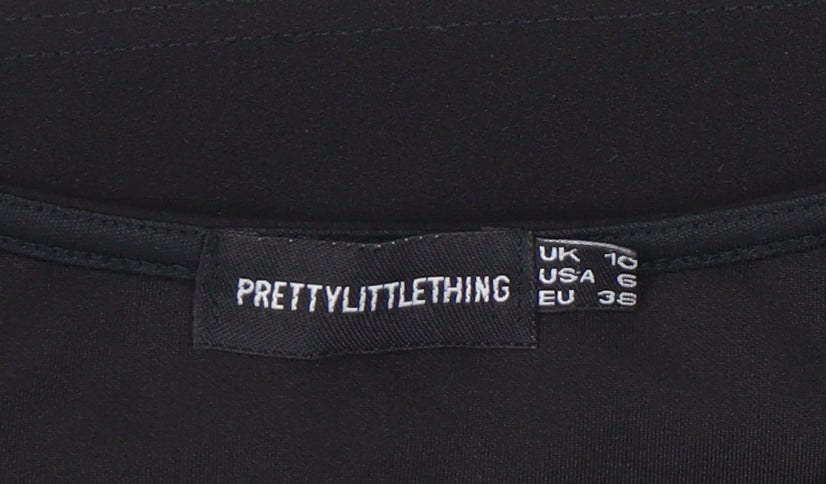 PRETTYLITTLETHING Women's Black Slim Tank UK 10, Casual Summer