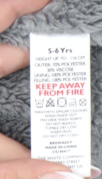 The Little White Company Boys Grey Hooded Puffer Jacket 5-6 Years