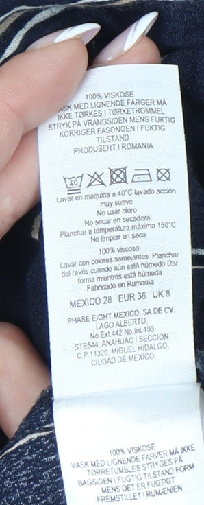 Phase Eight Women's Striped Blue Trousers UK 8