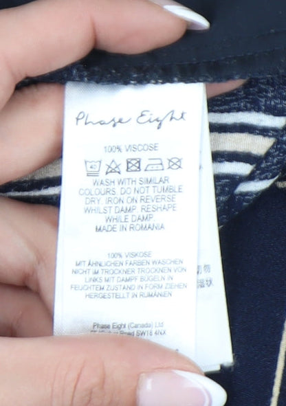 Phase Eight Women's Striped Blue Trousers UK 8