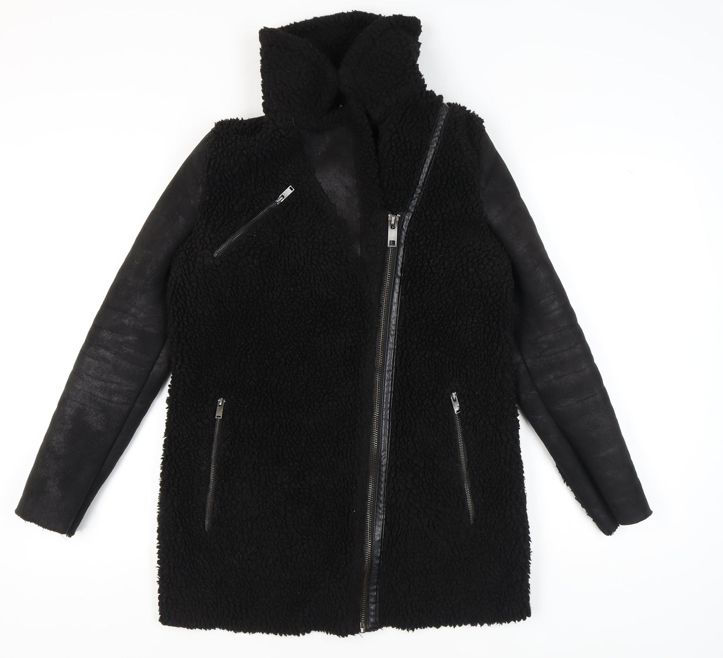 Womens UK Size XS Only Black Biker Coat
